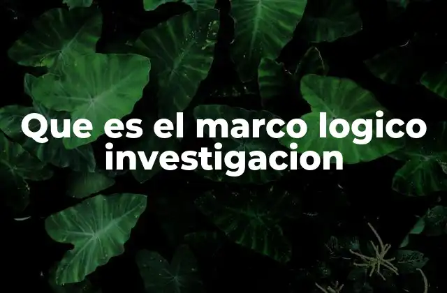 Que es el Marco Logico Investigacion