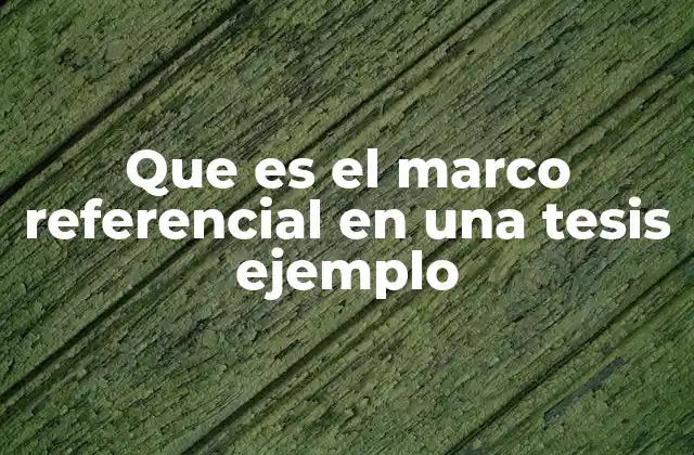 Que es el Marco Referencial en una Tesis Ejemplo