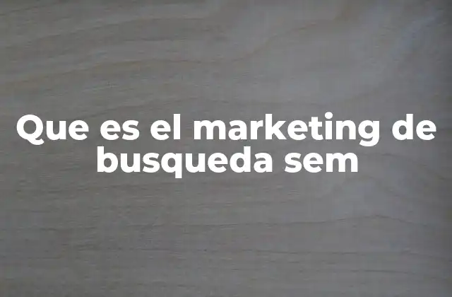 Que es el Marketing de Busqueda Sem