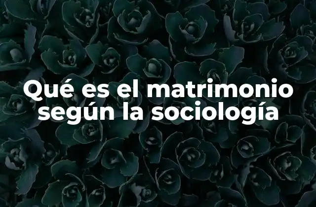 Qué es el Matrimonio según la Sociología