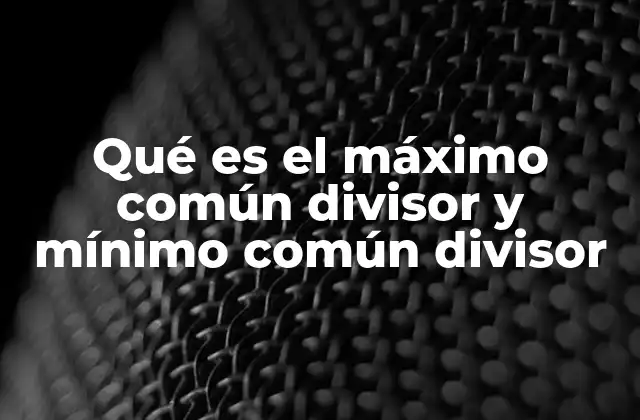 Qué es el Máximo Común Divisor y Mínimo Común Divisor