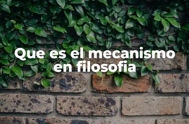Que es el Mecanismo en Filosofia