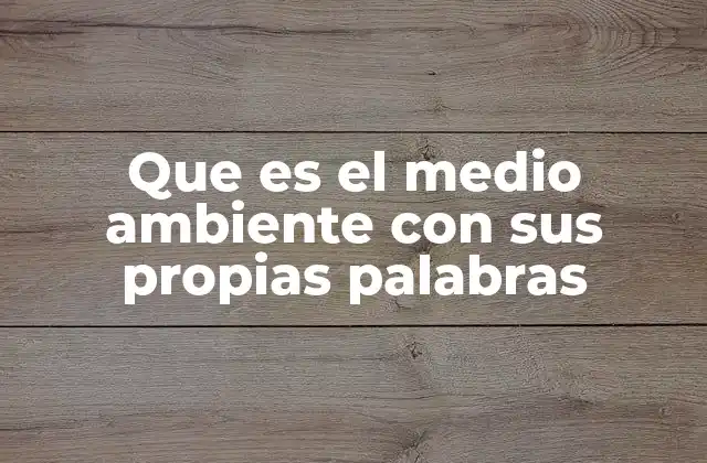 Que es el Medio Ambiente con Sus Propias Palabras