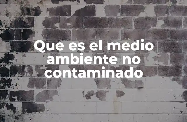 Que es el Medio Ambiente No Contaminado