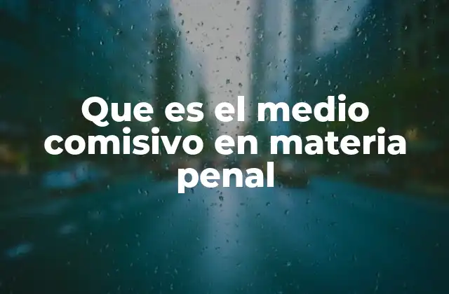 Que es el Medio Comisivo en Materia Penal