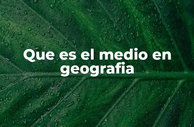 Que es el Medio en Geografia