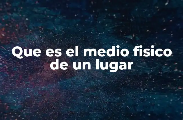 Que es el Medio Fisico de un Lugar