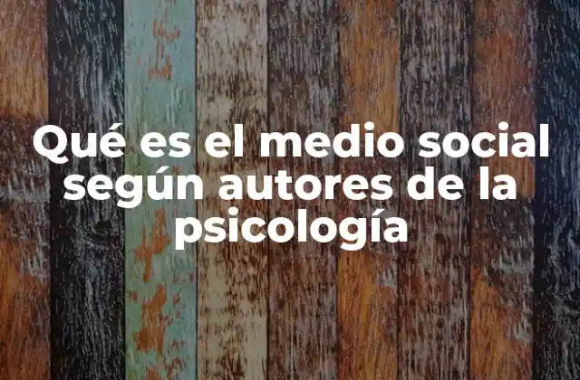Qué es el Medio Social según Autores de la Psicología