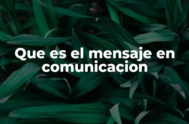 Que es el Mensaje en Comunicacion