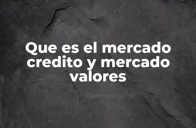 Que es el Mercado Credito y Mercado Valores