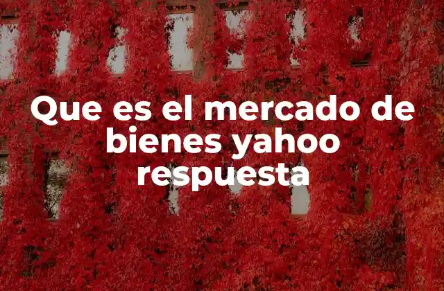 Que es el Mercado de Bienes Yahoo Respuesta