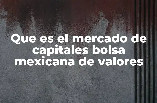 Que es el Mercado de Capitales Bolsa Mexicana de Valores