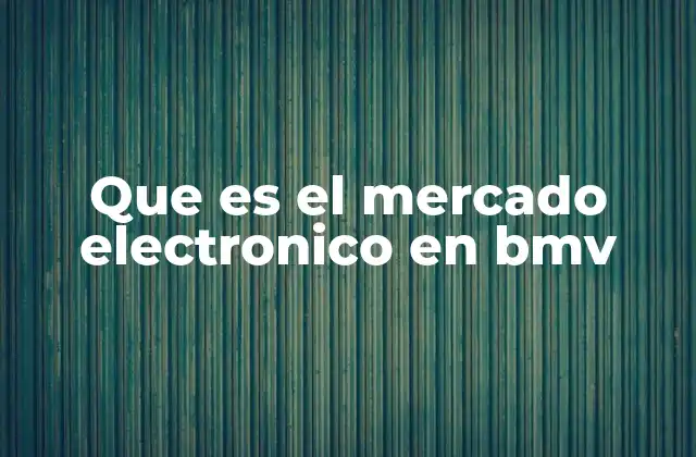 Que es el Mercado Electronico en Bmv
