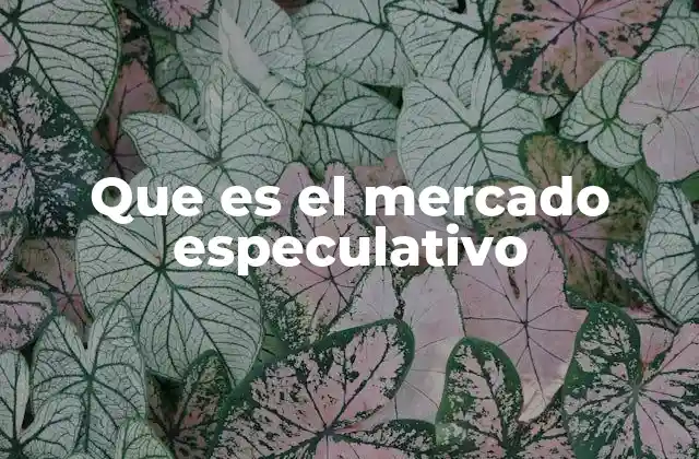 Que es el Mercado Especulativo