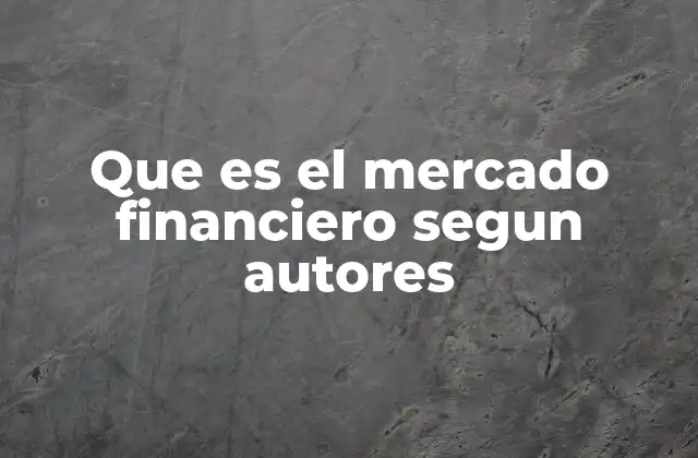 Que es el Mercado Financiero Segun Autores