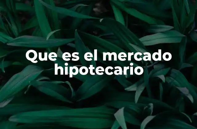 Que es el Mercado Hipotecario
