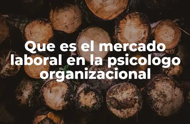 Que es el Mercado Laboral en la Psicologo Organizacional