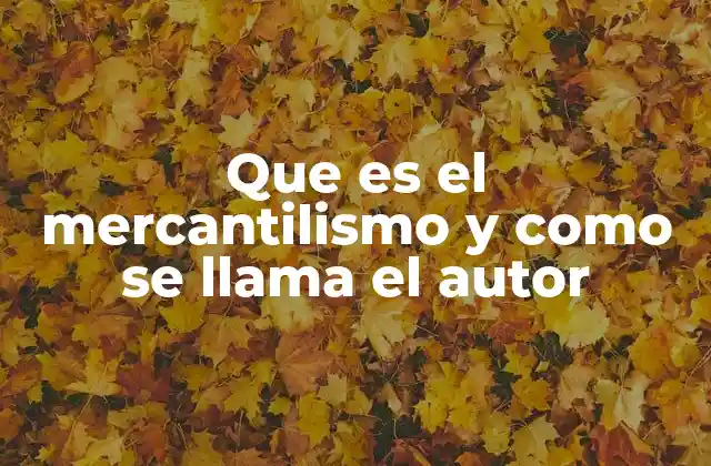 Que es el Mercantilismo y como Se Llama el Autor