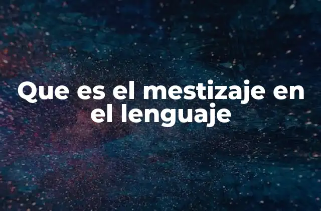 Que es el Mestizaje en el Lenguaje