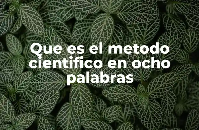Que es el Metodo Cientifico en Ocho Palabras