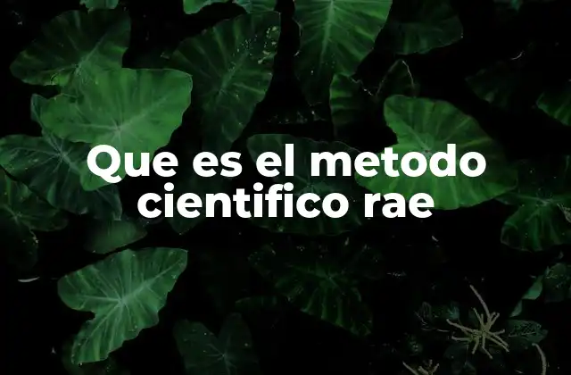 Que es el Metodo Cientifico Rae