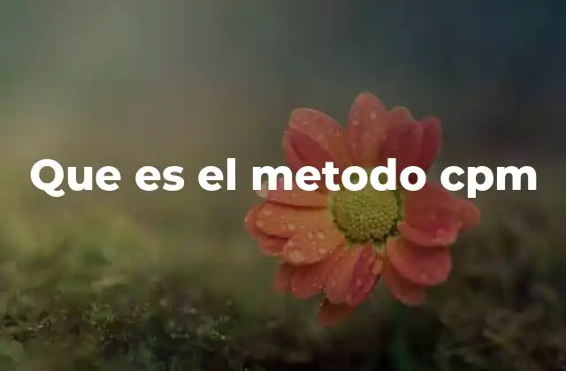 Que es el Metodo Cpm