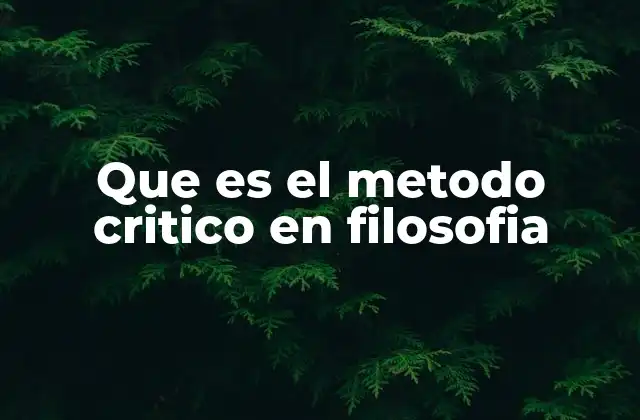 Que es el Metodo Critico en Filosofia