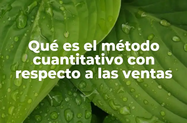 Qué es el Método Cuantitativo con Respecto a las Ventas