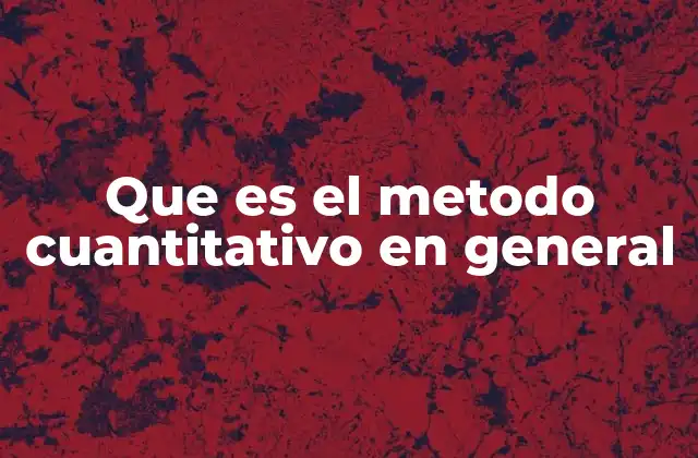 Que es el Metodo Cuantitativo en General
