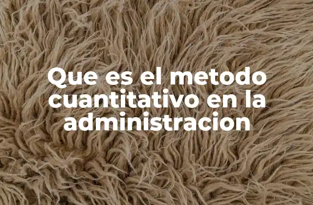 Que es el Metodo Cuantitativo en la Administracion