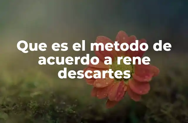 Que es el Metodo de Acuerdo a Rene Descartes
