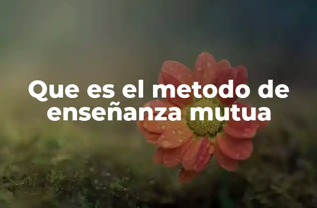 Que es el Metodo de Enseñanza Mutua