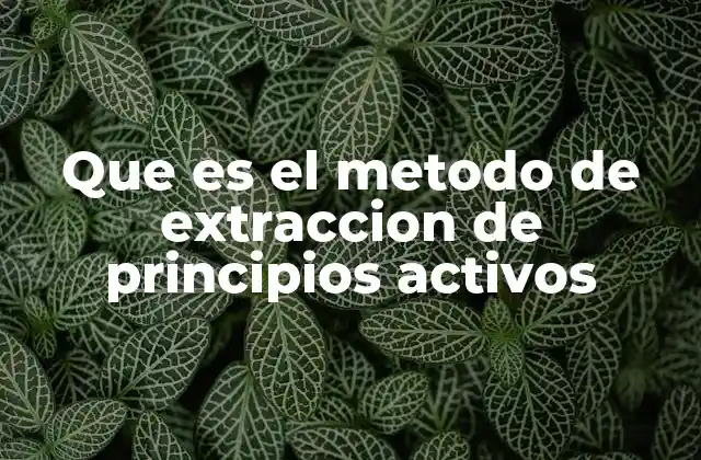 Que es el Metodo de Extraccion de Principios Activos