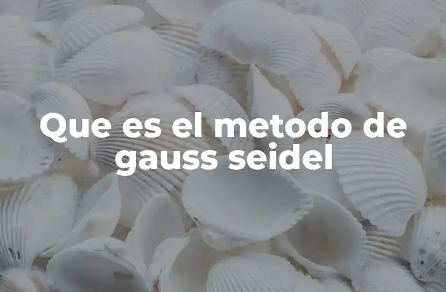 Que es el Metodo de Gauss Seidel
