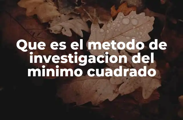 Que es el Metodo de Investigacion Del Minimo Cuadrado