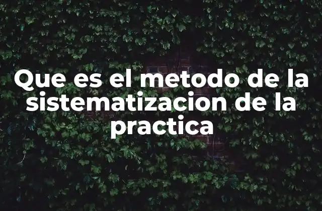 Que es el Metodo de la Sistematizacion de la Practica