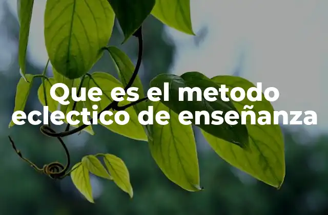 Que es el Metodo Eclectico de Enseñanza