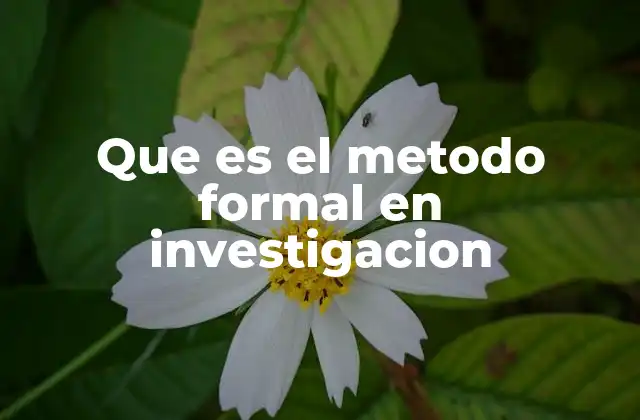 Que es el Metodo Formal en Investigacion