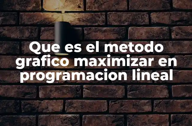 Que es el Metodo Grafico Maximizar en Programacion Lineal