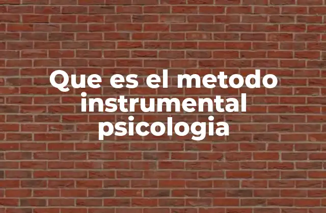 Que es el Metodo Instrumental Psicologia