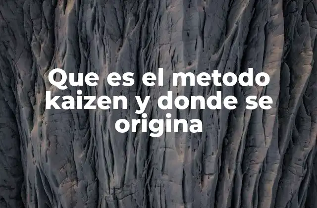 Que es el Metodo Kaizen y Donde Se Origina