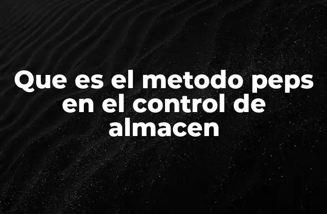 Que es el Metodo Peps en el Control de Almacen