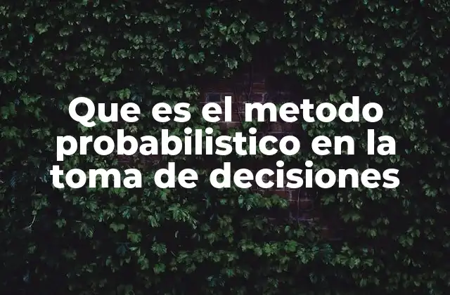 Que es el Metodo Probabilistico en la Toma de Decisiones