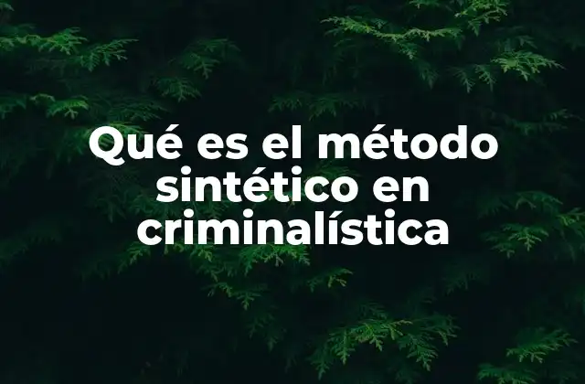 Qué es el Método Sintético en Criminalística 2 El enfoque integral en la investigación criminal