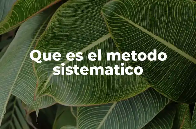 Que es el Metodo Sistematico