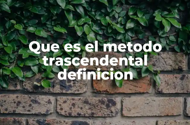 Que es el Metodo Trascendental Definicion 2 El enfoque del sujeto y la estructura del conocimiento