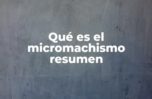 Qué es el Micromachismo Resumen