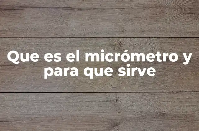 Que es el Micrómetro y para que Sirve