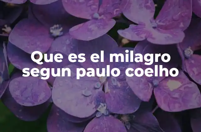 Que es el Milagro Segun Paulo Coelho