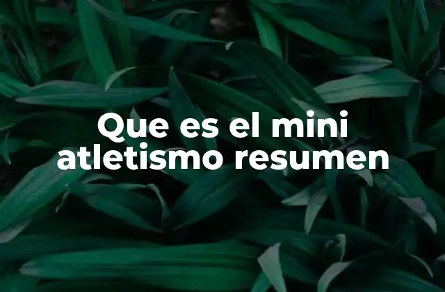 Que es el Mini Atletismo Resumen